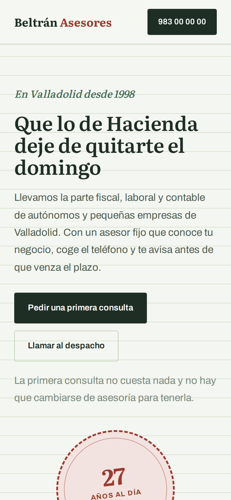 Web hecha por Rebix para Beltrán Asesores, Asesoría en Valladolid