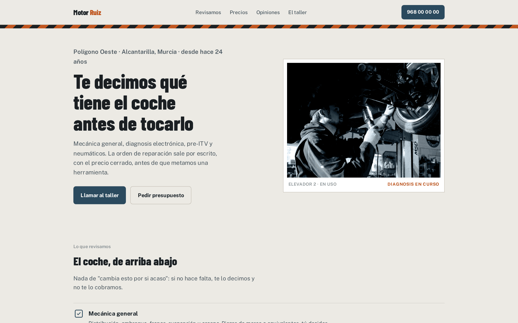 Ejemplo de web hecha por Rebix: Motor Ruiz, taller mecánico en Murcia