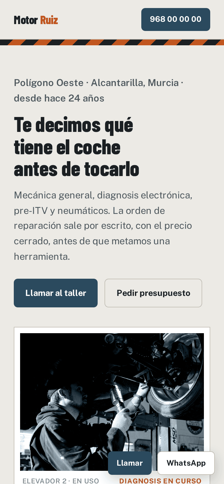 Web hecha por Rebix para Motor Ruiz, Taller mecánico en Murcia